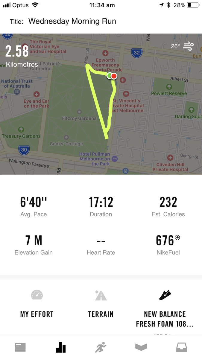 VintageSkinner's tweet photo. @NikeSupport I’m running the app on iPhone7 on OS 11.2.6 and recently it’s doesn’t track part of the run - I did a half marathon Sat and another run today. Both times it only logged half kms and time. Had to adjust the data myself. Just has a straight line where it drops out. https://t.co/gESfsGwFKv
