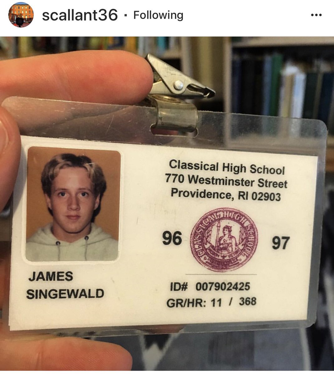 classicalhsaa's tweet image. #Repost from James Singewald ‘98 (@scallant36) for our #chsalumniarchives! Check out his ID! 
•
Have a photo you’d like to share of your time at Classical? Send them our way!
#chs175th