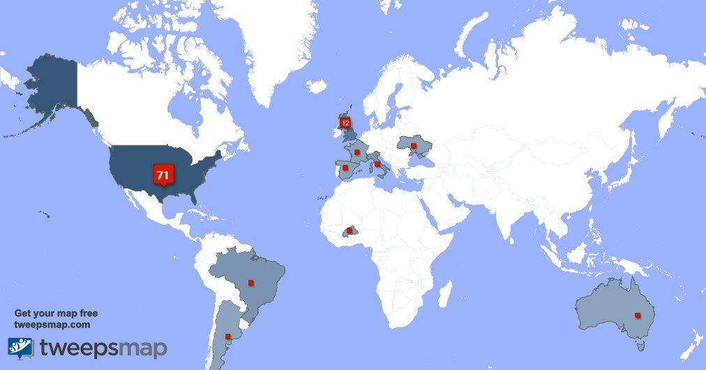 MagnificentBat's tweet image. My followers live in 10 countries: USA(70%), UK.(12%)... tweepsmap.com/!MagnificentBat Get your free map!