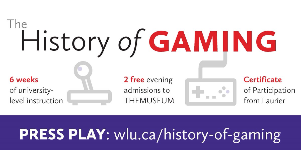 THEMUSEUM's tweet photo. Excited to announce a new, innovative partnership with @Laurier and @vintagepc's @sydbolton! The History of Gaming is a six-week non-credit course that will take students through the early origins/golden age of video games, all the way up to present day: https://t.co/gEv8kX624P https://t.co/xYRLDj6XBw