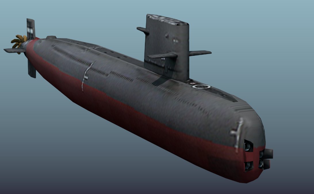 Sanetomoworks 魚雷戦用意 に登場する中国海軍宗型潜水艦が完成 全体的には葉巻型でありながら艦首がほのかに船形の名残りがあって 古さと新しさが入り混じったいかにも過渡期のフォルム 魚雷発射管扉がまさかの外開き方式 Blender3d Unity