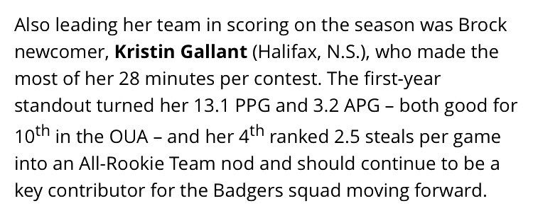 RedingRoyals's tweet photo. Congratulations to former #Royals Athlete of the Year @kristiingallant on a fantastic freshman year at Brock and her OUA All Rookie Team accomplishment #RoyalFam 🦁👑 https://t.co/5iRHuSfRSI