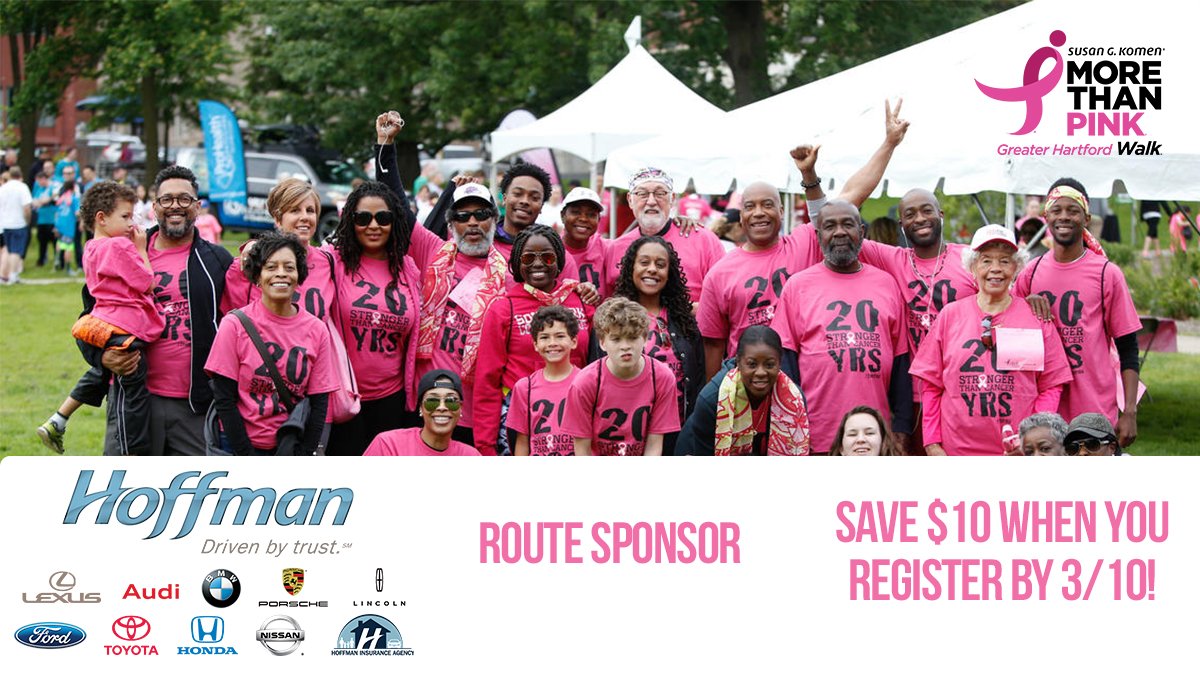 HoffmanHonda's tweet photo. .@HoffmanAutoGrp is proud to be the Route Sponsor at this year's Greater Hartford More Than Pink Walk on June 9 at Bushnell Park! Register by 3/10 to save $10! @KomenNewEng #KomenNE #MTPWalkHAR https://t.co/6affpgnFTz