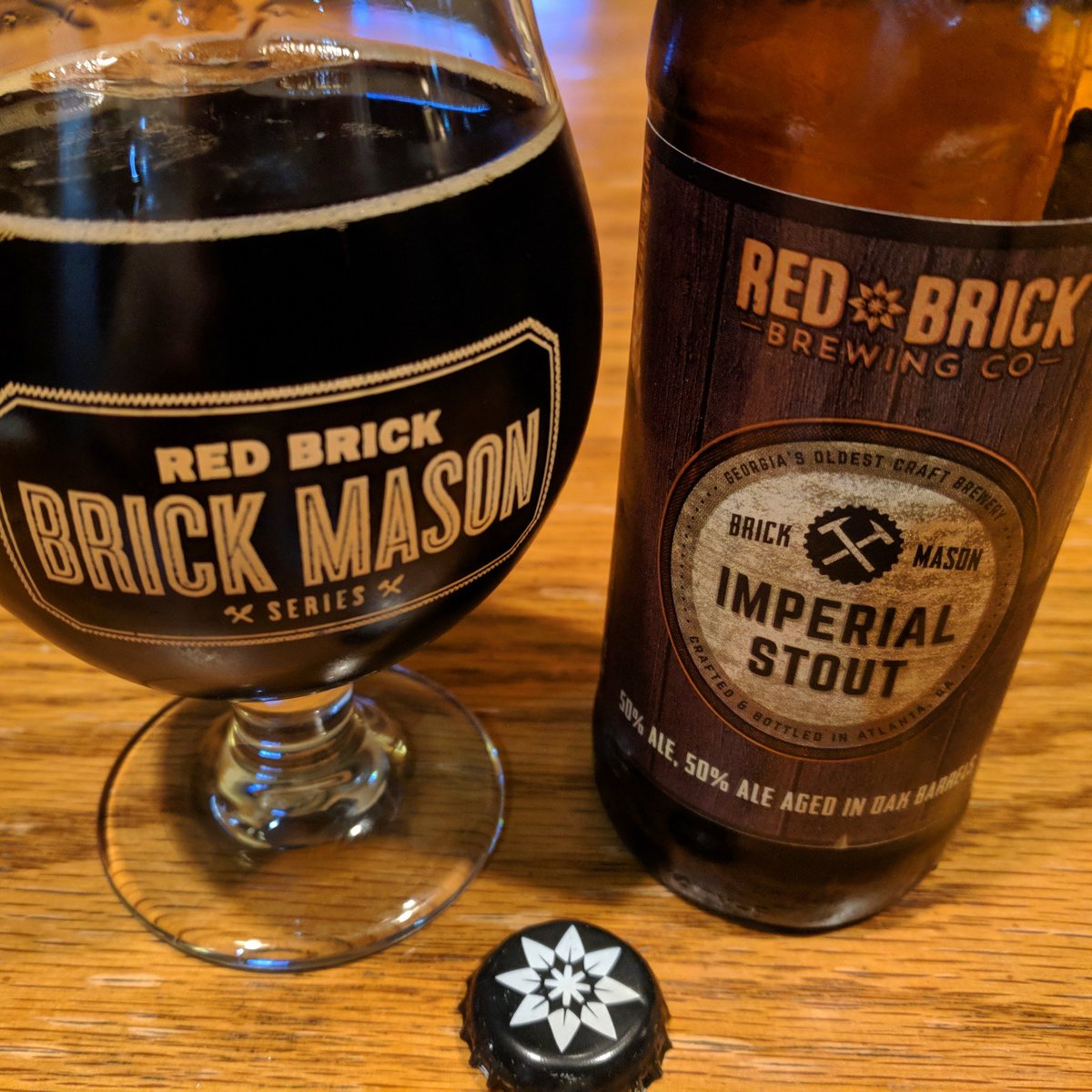 Greggarious1's tweet photo. From the cellar. 
This one has some years on it. CHEERS! 🍻

 @RedBrickBrewing #beer #gabeer #craftbeer #Atlanta #redbrickbrewing #brickmason #imperialstout https://t.co/b6TNHIH7fY