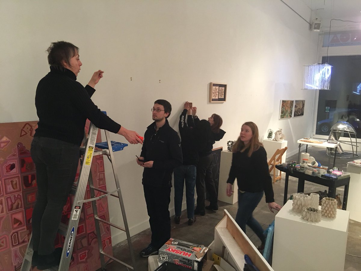 MathforLove's tweet photo. The @CoCASeattle #ArtnMath show is coming together! https://t.co/6qlOtPOXPc
