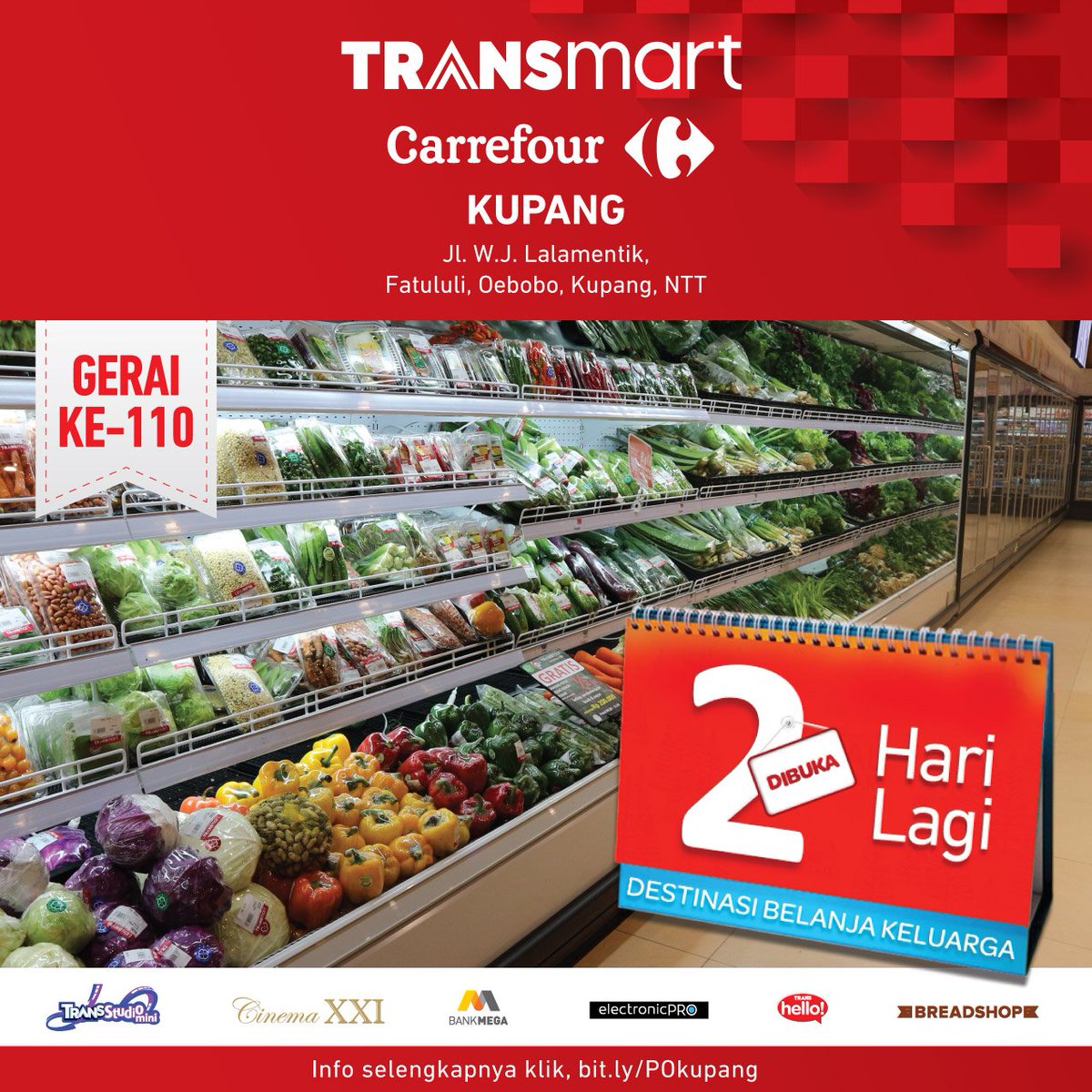 Transmart_IND's tweet photo. HANYA TINGGAL 2 HARI LAGI belanja kebutuhan harian bersama keluarga akan makin nyaman dan lengkap di Transmart Carrefour Kupang. Lihat juga aneka keseruannya di https://t.co/F3Btu1Eauc
#OpeningTransmart #TransmartCarrefour #TransmartKupang @Info_Kupang https://t.co/27OpnFjN2x