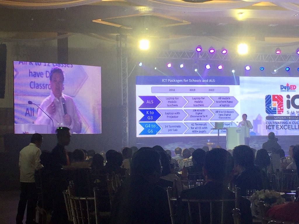 DepEd_PH's tweet photo. Alain Del Pascua, Undersecretary for Administration, presents the Roadmap for DepEd ICT Infrastructure. #DepEdICTSummit #CultureOfICTExcellence #OneDepEd #TayoParaSaEdukasyon #4DKID https://t.co/GuNKgxUElN