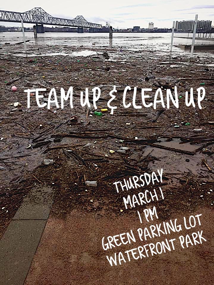 #TeamUpToCleanUp at WFPark, Thursday 3/1, 1pm. Or, if you can't make the organized cleanup event, come at any time and bag some flood trash! All help much appreciated! Details: facebook.com/louisvillewate…