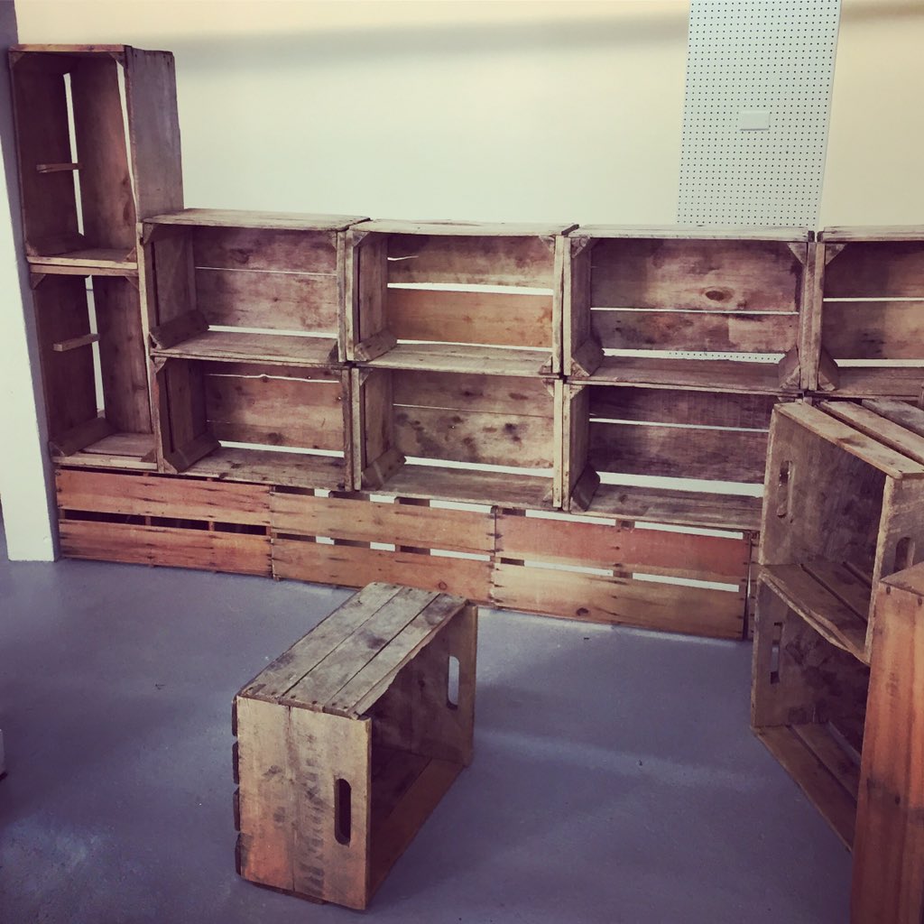 countytshirts's tweet photo. Crate wall is looking pretty good! #renofun #settingupshop #picton #pec #princeedwardcounty https://t.co/E6OJwhw2K5