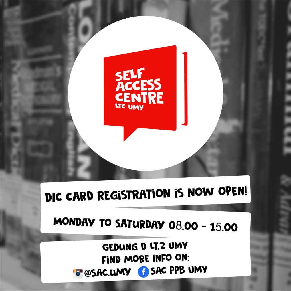 Hay guys! DIC class sudah open registration loh. Buat kalian yang mau ikut DIC class, segera daftarkan diri kalian. Caranya:
-daftar lewat link bit.ly/dicgenap2018
-bawa foto 3x4 1 lbr dan uang Rp 2.000 ke SAC 

Nah, udah tau kan sekarang😊Yuks, langsung daftarkan diri kalian