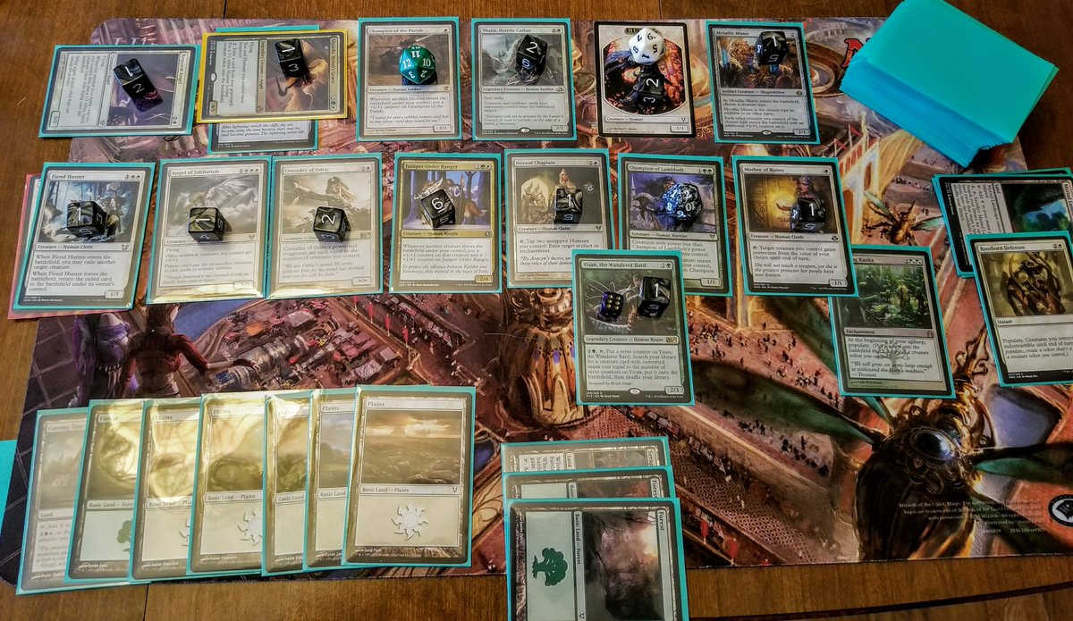 Breakfast_Nerds's tweet photo. Tonight's #EDH feel-bad: pic was taken shortly before I used Yisan to tutor up Craterhoof Behemoth (giving the team +20/+20 and trample), turned everything sideways, and promptly got fogged.  --Paul https://t.co/yiBjhpE1bg