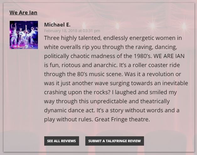 inbedwithmybro's tweet photo. when you read a proper nice audience review makes u pumped to carry on. cheers Michael!! #ADLfringe come at us, we be dancin tonight!! https://t.co/mJxdxdgb7b