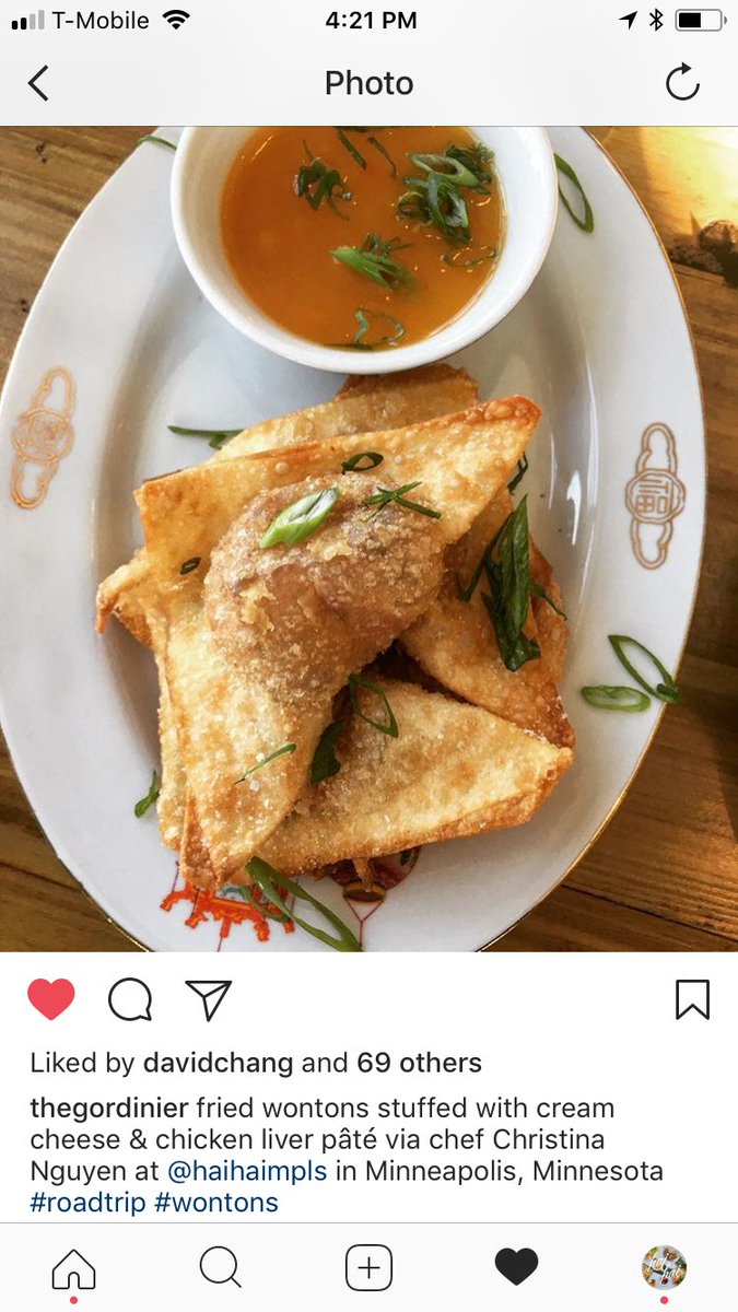 haihaimpls's tweet photo. Soooo...@davidchang liked this pic of our slutty chx liver pâté wontons and now I’m gonna die. All this right after we binged @uglydelicious yesterday which is so damn good. 😵 #fangirl #holyeff posted by: @thegordinier 🙌 https://t.co/US9JbIBJIu