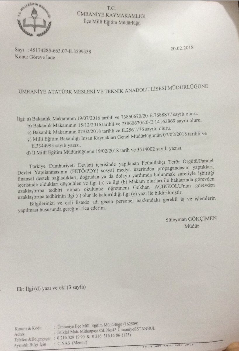 Turkish Teacher Gökhan Açıkkollu, Tortured To Death Under Police Custody, Reinstated To His Duty(!) humanrightsadvocates.net/2018/02/28/tur…