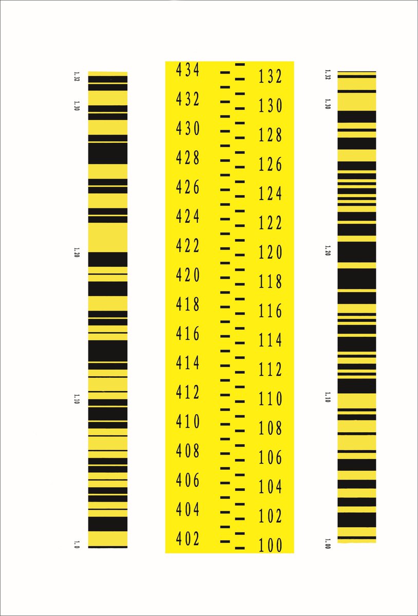 Disposable measuring sticker for precision levels. Barcoded and Graduated marking system. Waterproof, Sunblock and Scratchproof. Sticked on wall to work with digital levels or optical levels.