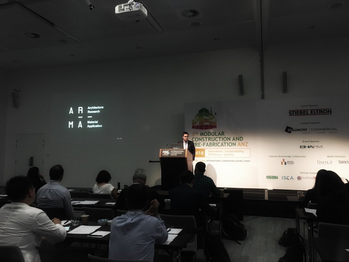 _arma_'s tweet image. Gabriele Ulacco spoke about the #DigitalTwin and virtual construction planning on the computer in order to achieve great results on site at the Modular Construction and Prefabrication Australia 2018.