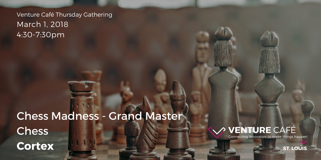 VentureCafeSTL's tweet photo. Think you can beat Grand Master Vitaly Neimer in chess while he competes against 6 others simultaneously? Test your skills this Thursday for the chance to win cash prizes! https://t.co/7znOL4CCZY
#vencafthurs #stlchess https://t.co/WUCCWx7LA8