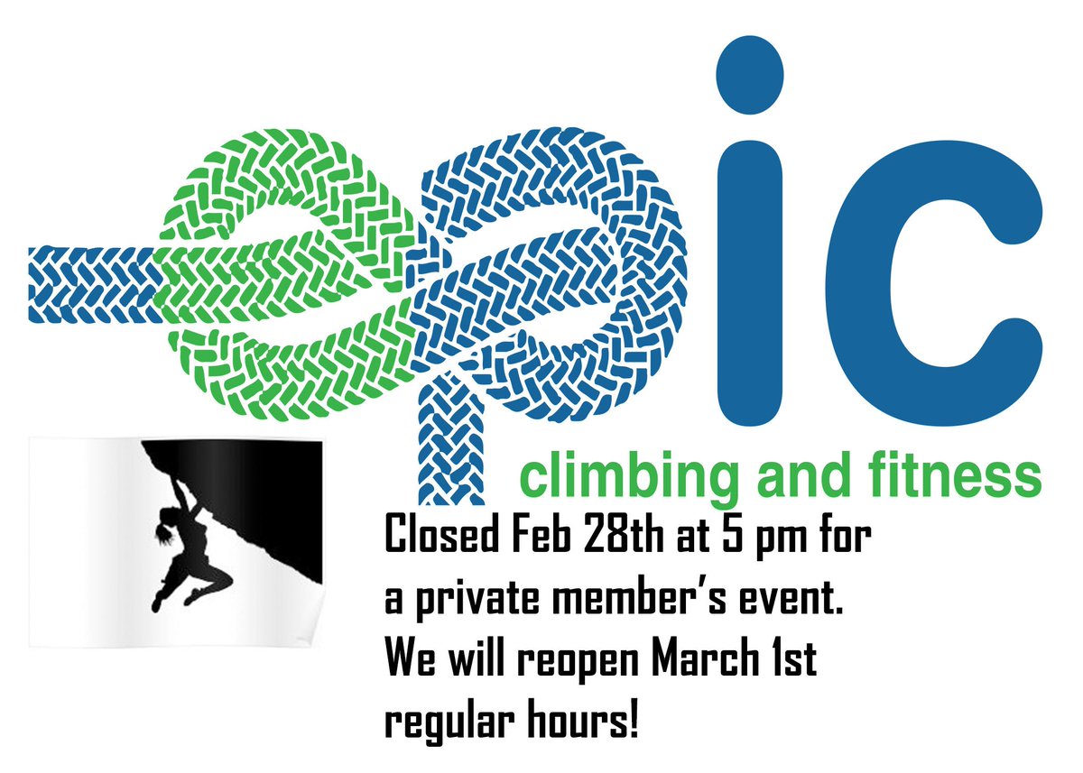 climbepic's tweet photo. Member appreciation party starts at 6 pm. Feb 28th 2018
See you there!
#indianapolis #indiana #indy #rockclimbing #thankfulforourmembers #membersevent #membersparty #indoorclimbing https://t.co/sfNUMY3iT3