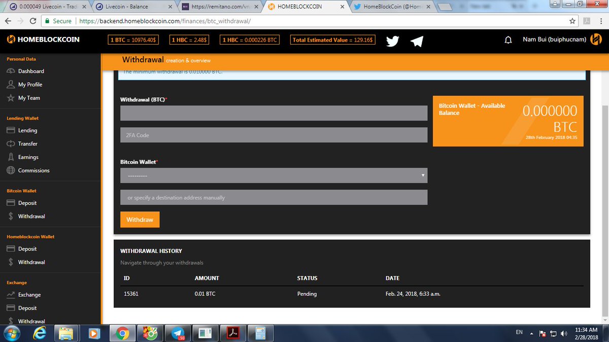 trulietran's tweet photo. @HomeBlockCoin My BTC withdraw has been pending for 4 days https://t.co/KbE9RvThqW