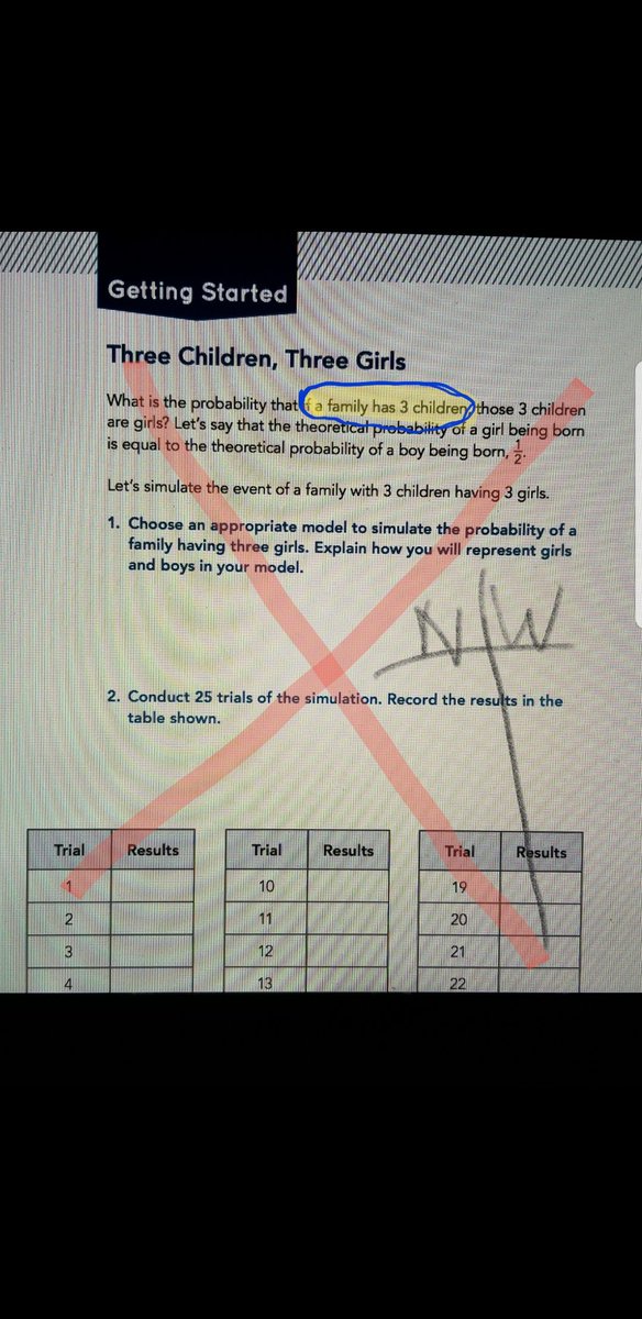 charicey34's tweet photo. PROBLEM REMODEL! Condensing the next 4 pgs of forced approaches to "a family has 3 children" and ask students to pose and solve their own probability question! #becomingmath #mathfreedom https://t.co/CsNEIy1DhX