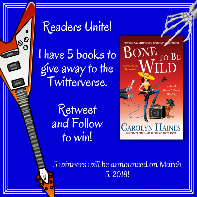 I have 5 hardcover editions of BONE TO BE WILD to give away to the Twitterverse! #BoneToBeWild #FreeBooks #Contest #BookContest #CozyMystery #SarahBoothDelaney