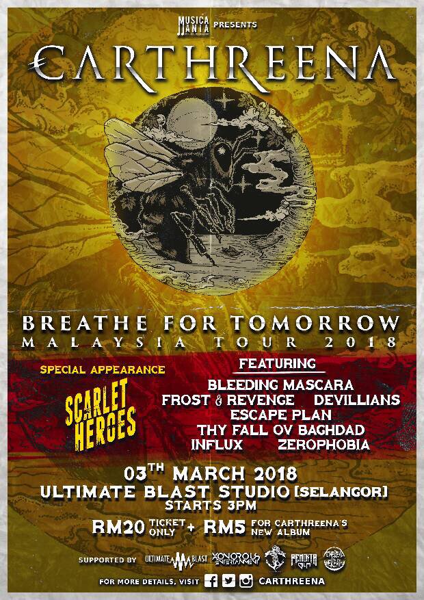 tfobband's tweet photo. Carthreena : Breathe For Tomorrow Tour 2018! this saturday at @ultimateblaststudio , let’s make this an epic one guys! #thyfallovbaghdad #tfobband #melodicmetalcore #malaysianmetalcore #kualalumpurmetalcore #mymc #klmc #carthreenamalaysiantour2018 #ultimateblast https://t.co/7Cxm6wlLAD