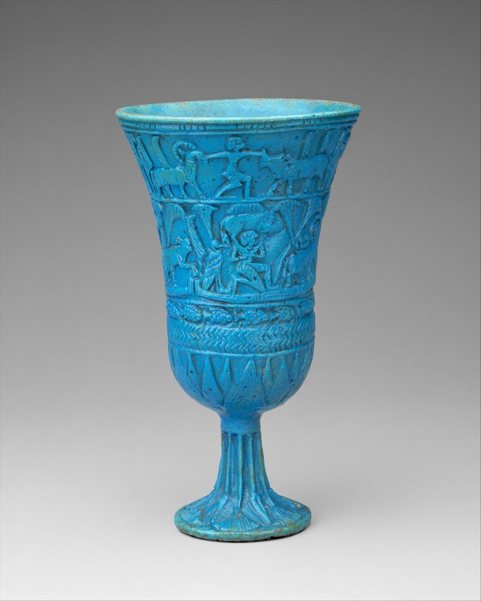 metmuseum's tweet photo. The fragrant blossom of the blue lotus is a common motif in all forms of Egyptian art. Because it opened its petals to the sun each morning, the flower became a symbol of creation and rebirth. https://t.co/qwCxiMxObX https://t.co/INMLcTQQpY