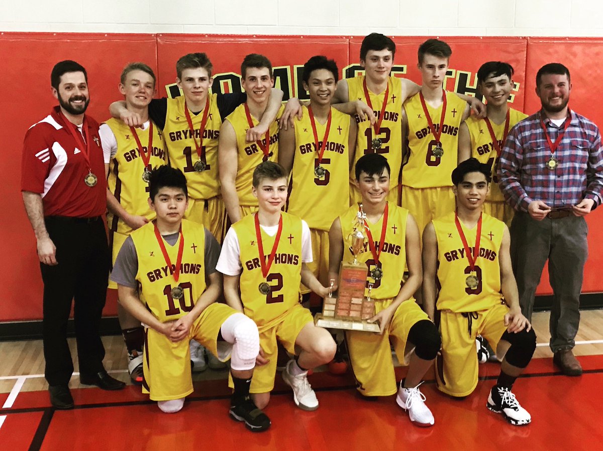 StJPIIAthletics's tweet photo. Yeah Boys!  Congrats to the 2018 Junior A Foothills Basketball Champs, St. John Paul II Collegiate Gryphons.  Best of luck this weekend in SCZones #stp2rocks #gryphonpride #okotoks  @BasketballAB https://t.co/PeWrR321bB