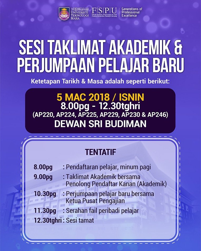 smffspu's tweet photo. Asslaamualaikum dan Selamat Sejahtera.
Sesi Taklimat Akademik dan Perjumpaan Pelajar Baharu bagi Pelajar FSPU shah Alam akan diadakan pada ketetapan berikut.
#MDSkita
#smffspu
#fspuspirit
#IniFSPU https://t.co/zZbPdVMwJr
