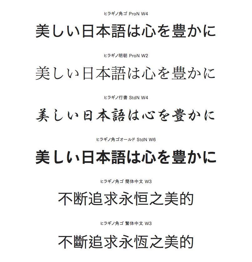 Fontplus Di Twitter 新書体追加 あの ヒラギノ の最新15書体がfontplusのwebフォントに 中国語の簡体中文と繁体中文をはじめ ヒラギノ角ゴ と ヒラギノ明朝 の文字数を拡充したpron書体 見出し用として人気の ヒラギノ角ゴ オールド ヒラギノ行書