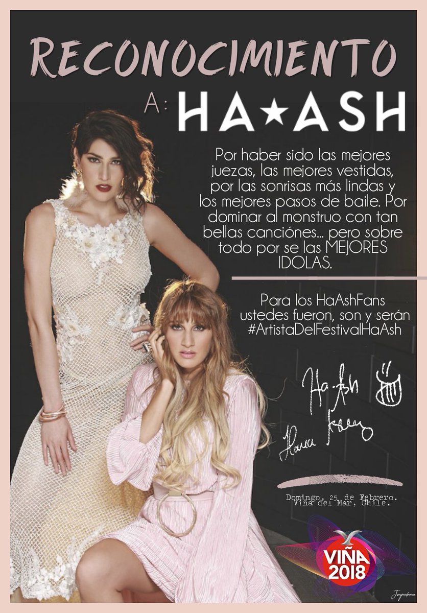 jonynadamxs's tweet photo. @haashoficial en nombre de todos los #HaAshFans les quiero entregar este reconocimiento simbólico... Vale más que una estatuilla porque está hecho con todo el amor del mundo. 💚👊🏻✨ ¡Las amamos, nunca lo olviden! 👯🎉❤️ 

#HaAshLoMejorDeViña2018 #Viña2018 https://t.co/po0MYWxOXW