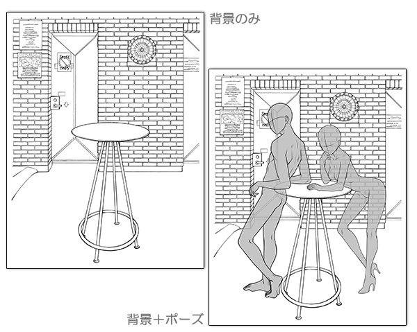 ホビージャパンの技法書 Twitterren キャラポーズ入り背景集 の大きな特徴は 背景素材だけでなくキャラポーズのアタリ が入っているところ 背景付きのイラストポーズ集としても使えます イラスト