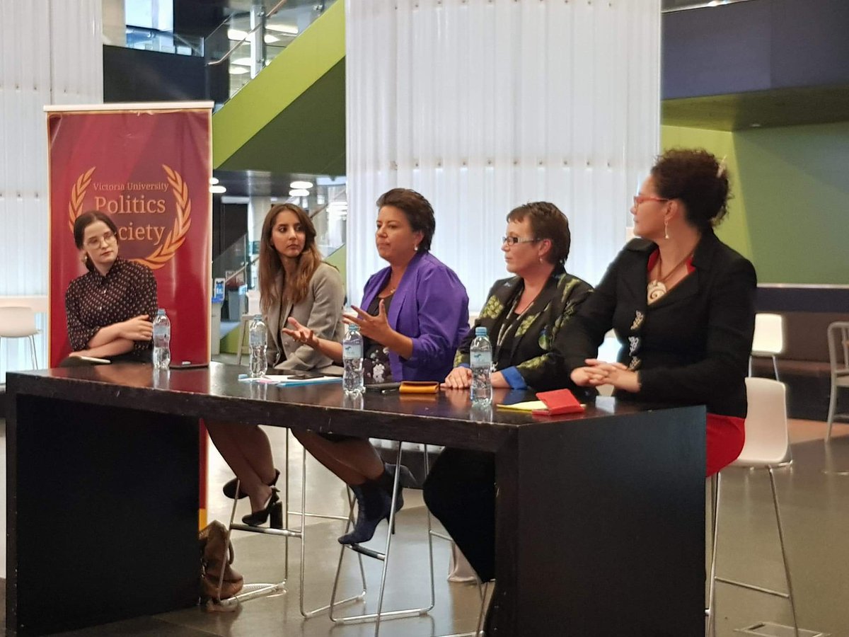 vuwpolsoc's tweet photo. From our Women in Politics Event happening now! Ft. @paulabennettmp, @golrizghahraman, @TraceyMartinMP, Louisa Wall and our wonderful MC @TeriONeillNZ https://t.co/F9gI2LDqme