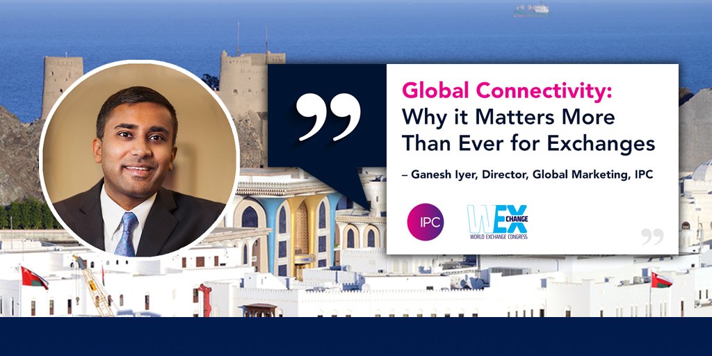 IPC_Systems_Inc's tweet photo. IPC’s @Ganesh_Iyer_PE is taking the stage today at the @2018WEC in Oman to discuss the 5 key challenges and opportunities for #exchanges and why on-demand #connectivity matters throughout the #trade lifecycle. #WEC18 https://t.co/wNAd3ddpEh