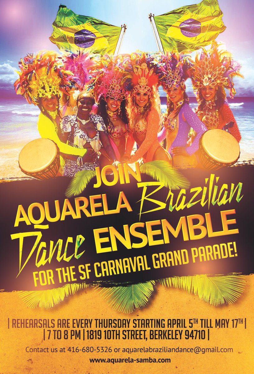 Join in the fun and parade with us in this years SF Carnaval Parade! 
Rehearsals start April 5th in Berkeley. Lets samba!