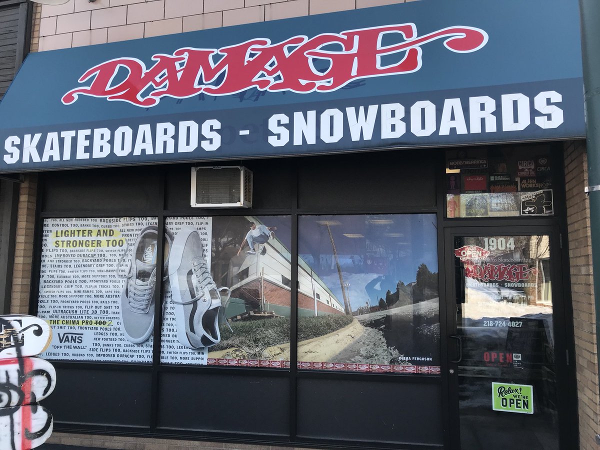 damageduluth's tweet photo. New window wrap courtesy of @vansskate #chima2 #DamageBoardshop https://t.co/Sn7KLYkKEE