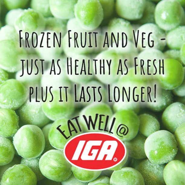 Frozen fruit and vegetables are just as healthy as fresh! With the added bonus you can have them on hand in the freezer for a quick and easy boost of veggies to your meal #eatwellatIGA #gofor2and5