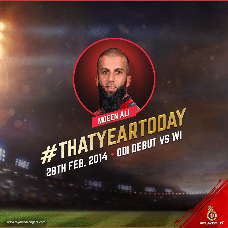 RCBTweets's tweet photo. 10-0-33-2. What a spell to mark the 4th anniversary of his ODI debut!
#ThatYearToday in 2014, @MoeenAli was quick to show his versatility and guts by coming out as an opener on debut ๐
#PlayBold https://t.co/KTDYDFNDBR