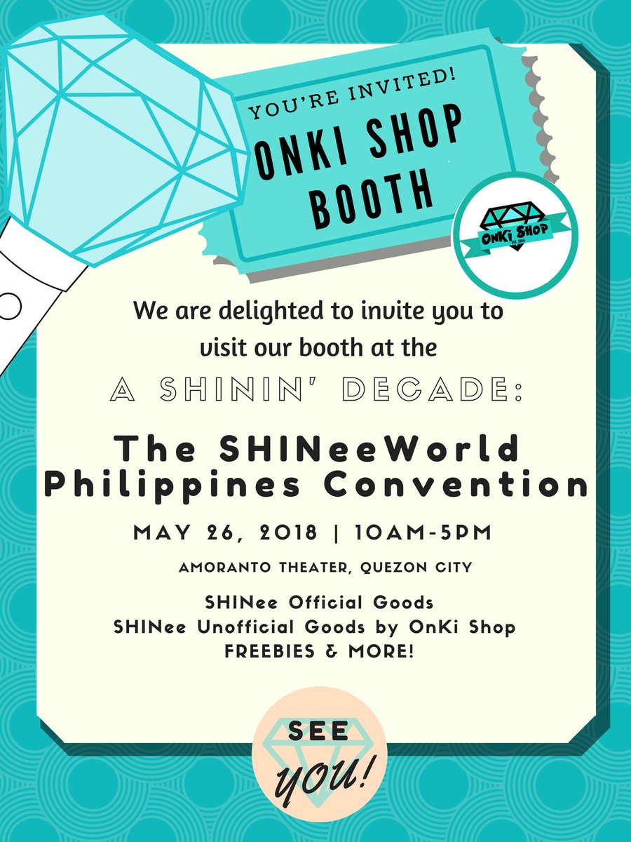 OnKi_Shop's tweet photo. We're in!! See there our co-shawols! 💎💕
For ticketing and other concerns pls contact: 
@shineeworldph 
#10yrswithSHINee #SHINeeWorldPH #OnKiShop https://t.co/I4wi9Hjmtk