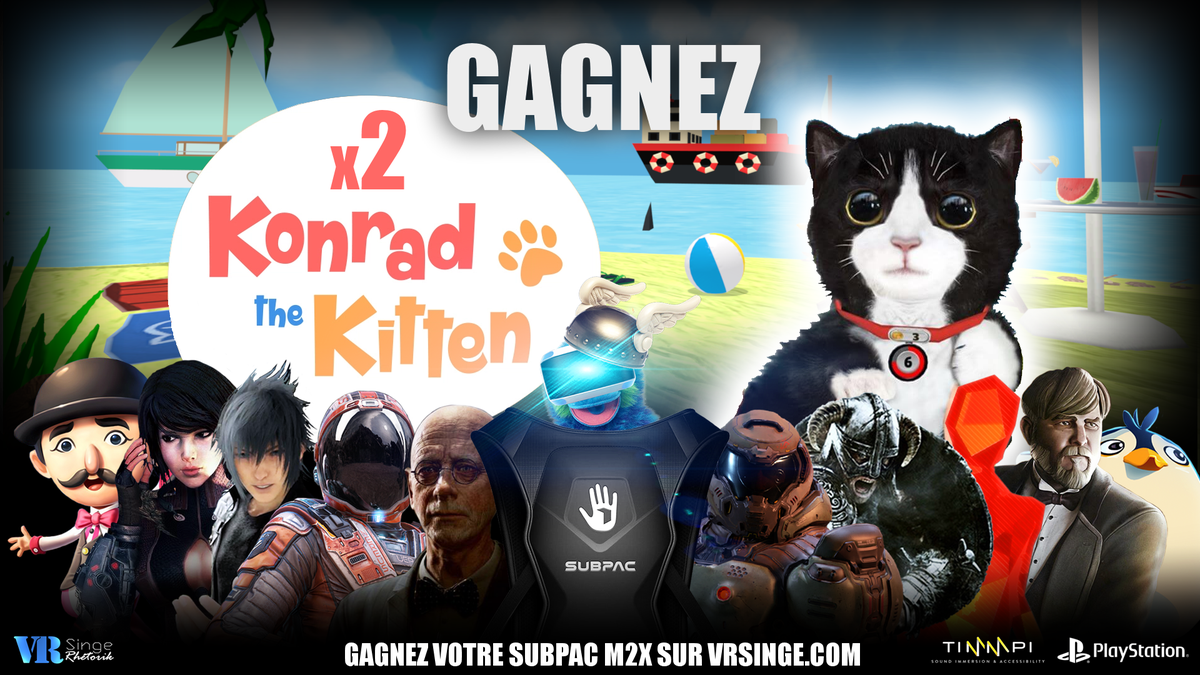 VRSinge's tweet photo. - Concours PSVR Dingue #7 -
Deux jeux Konrad the Kitten​ offerts par Fusion Play !
➡️ https://t.co/4BayOl4osz

- Autres concours -
SUBPAC M2X (389€)
➡️ https://t.co/EiGLKvYgrW
APEX CONSTRUCT x3 - Fin 4 mars
➡️ https://t.co/QYRShAdHtp
...
Et d'autres concours en approche ! https://t.co/5tsK34UxiA