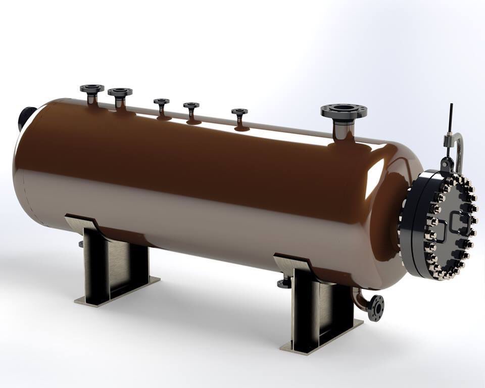 Complete 3D modeling drawing of horizintal pressure tank
