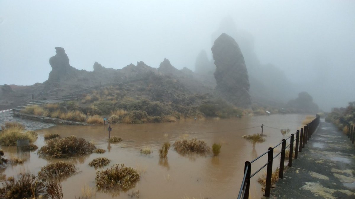 CIATF's tweet photo. Compartimos imagen de los Roques de García inundados, realizada por @Aquior esta mañana en el @pnteide. Seguimos recibiendo buenas noticias en cuanto a registros de agua se refiere. https://t.co/NVkRRuAQed