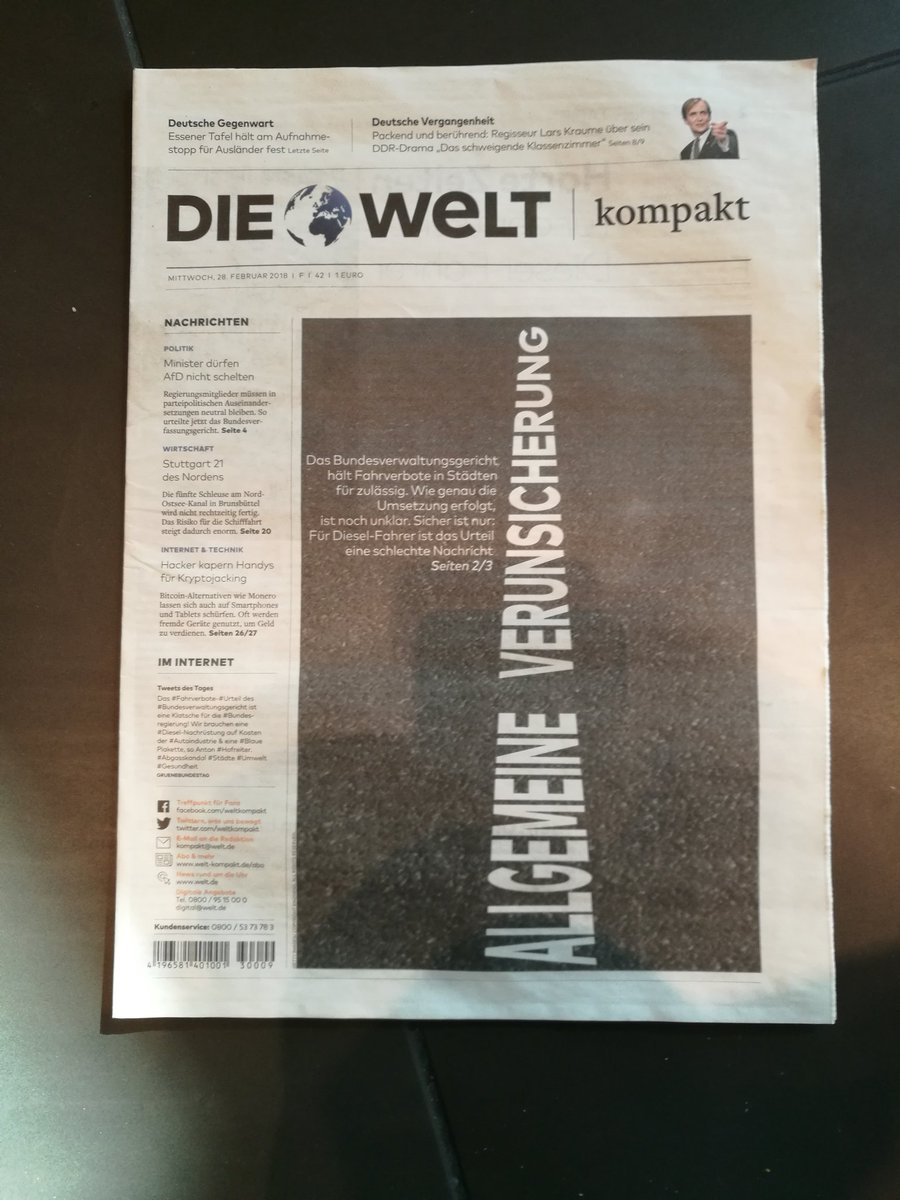 Diesel disaster, diesel driving ban, diesel uncertainty... there is little  else being reported on in Germany today than, yes, diesel. Here is a taste  of the headlines ...