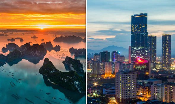 Discoverdanang's tweet photo. Explore Vietnam's natural and urban beauty in one short break. The dawn light shining on to the emerald- green water of Halong Bay, illuminates the towering limestone rocks dotted around and takes my breath away. https://t.co/IxnvpbpZCA https://t.co/XLL87SYQQW