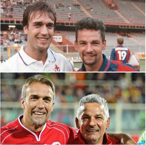 90sPlayers's tweet image. Two legends - Then and now 
#Batistuta #Baggio