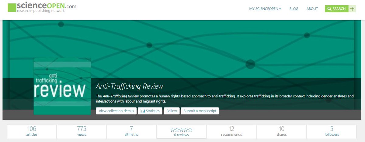 Science_Open's tweet photo. Focus on a #ScienceOpen collection: ‘Anti-Trafficking Review’ by @GAATW_IS
Promoting a #humanrights-based approach to #antitrafficking - Exploring #trafficking in its broader context including #genderanalyses and intersections with #labour & #migrantrights
https://t.co/ENXJb642Ez https://t.co/5Auk0opvy3