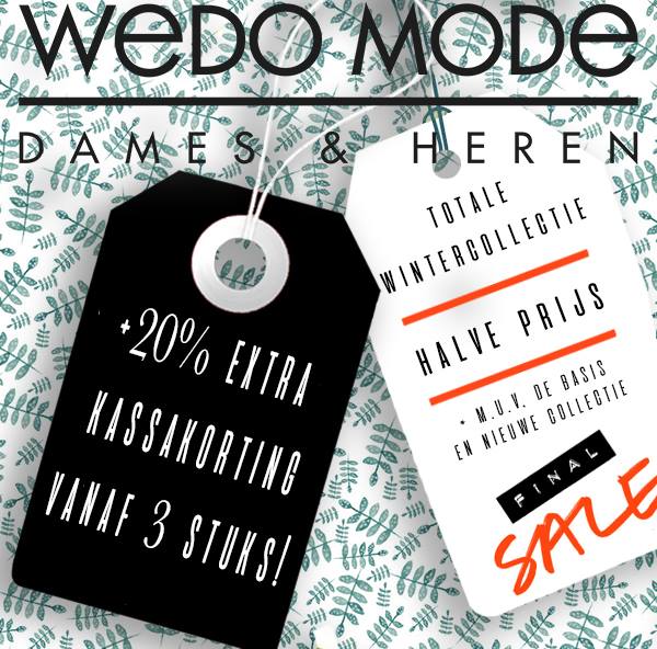Wedo_mode's tweet photo. Deze week wegens succes verlengd! Neem je zus, moeder, partner enz. mee en krijg bovenop de uitverkoop nog eens 20% extra kassakorting!! https://t.co/gBqm2DTfdD