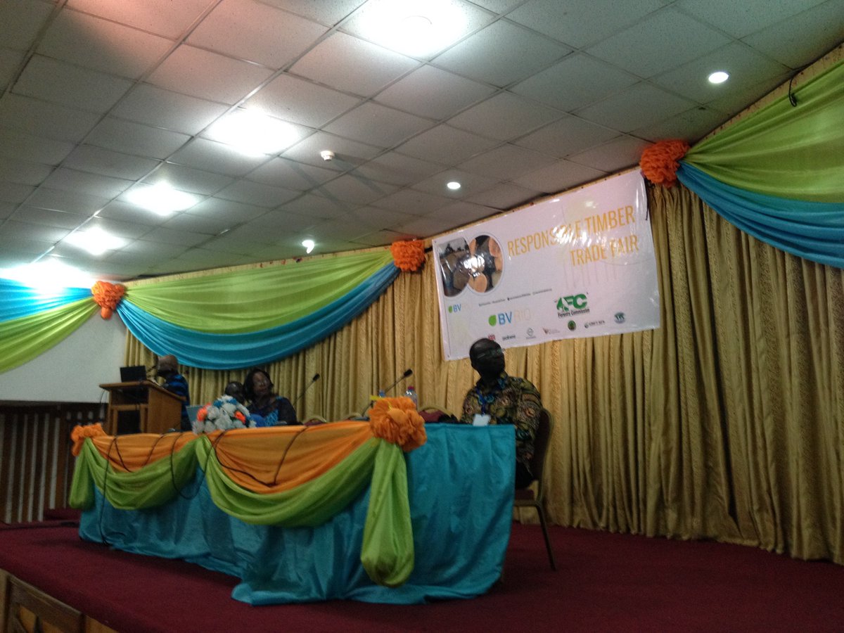 BVRioBrasil's tweet photo. This morning at the Responsible Timber Trade Fair @tradefairgh, Mr Edward Kamara from the Forestry Development Authority of Liberia presenting FLEGT licensing status and challenges in Liberia. #Liberia, #ResponsibleTimber, #FLEGT. https://t.co/CytSARj6Xl