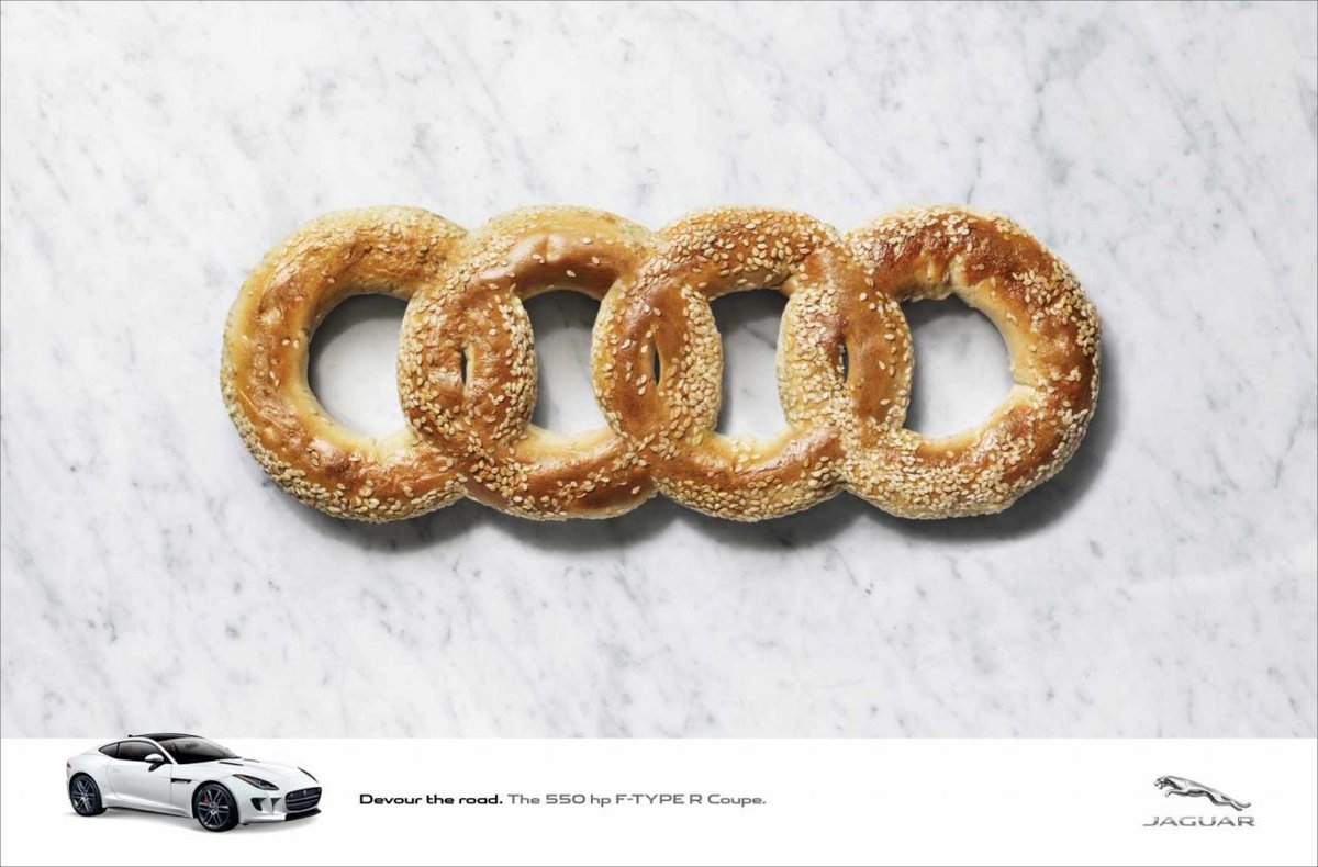 Tasteful print ads to challenge the competitors! 👌 #advertising #creative #marketing #printads #jaguar #brandswar