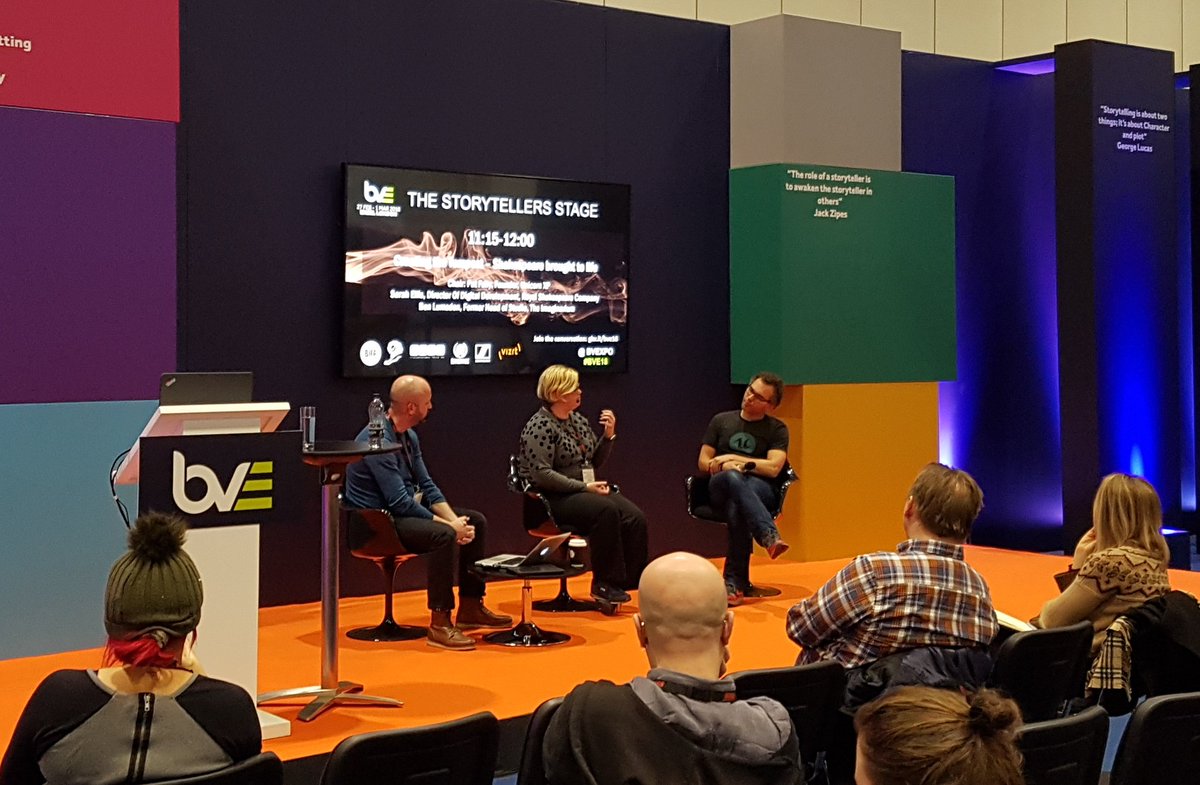 AVMag's tweet photo. Another impressive @BVExpo seminar, this time exploring the partnership between @TheRSC @ImaginariumUK and @Intel and how they harnessed the power of motion capture technologies to create an immersive production of The Tempest #avtweeps #BVE18 #technology #eventtech https://t.co/Z4EyUP37z2